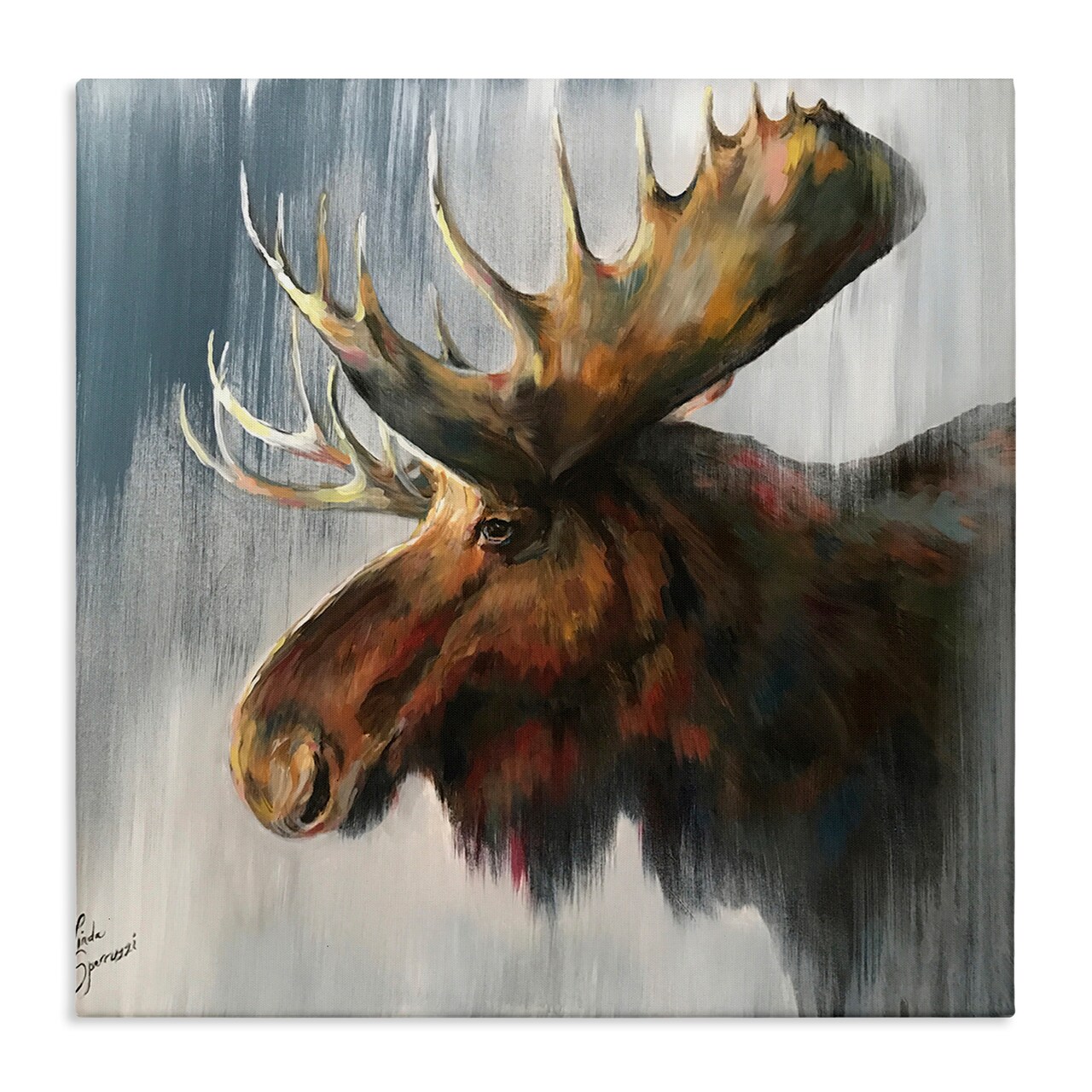 Stupell Industries Samuel Modern Moose Painting Canvas By Linda Sperruzzi